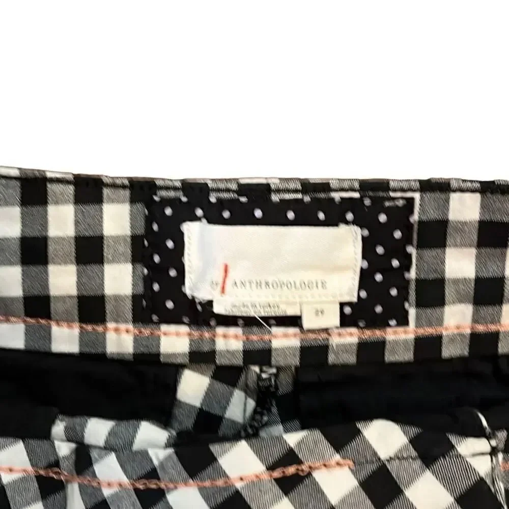 Anthropologie black and white checkered shorts stretchy material size 29